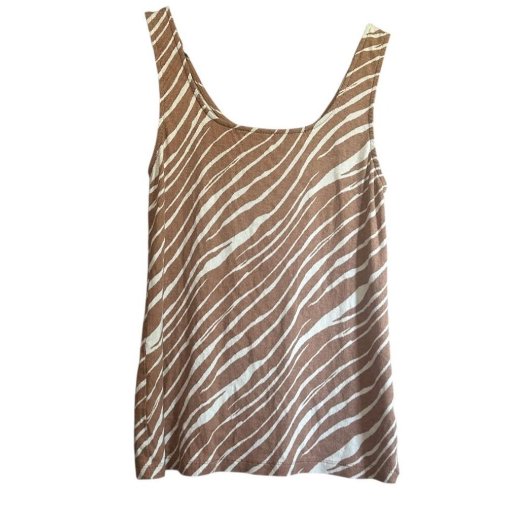 A New Day Tank Top Zebra Print Brown Sleeveless Casual Top